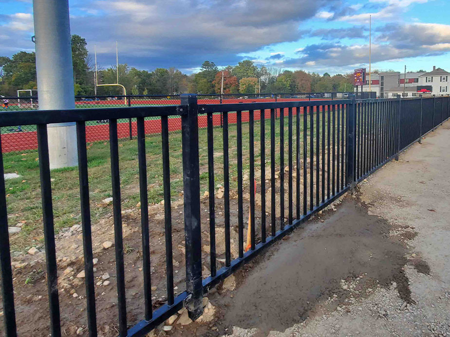 Commercial Wrought Iron fence installation for the Southeastern Massachusetts area.