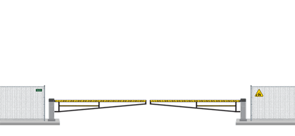 Automated Barrier swing gate  in closed position