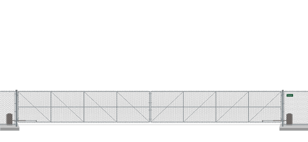 Automated chain link swing gate in closed position