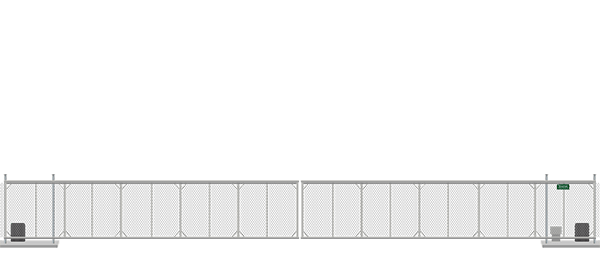 Automated chain link V-Track gate in closed position