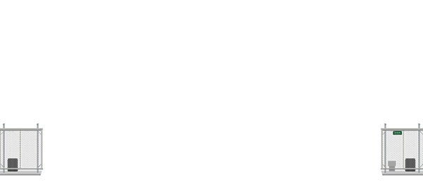 Automated chain link V-Track gate in open position