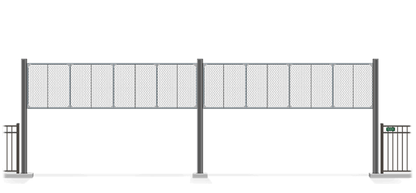 Automated chain link Vertical Lift gate in open position