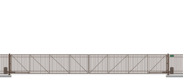 Automated Metal swing gate in closed position