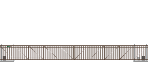 Automated Metal V-Track gate  in closed position