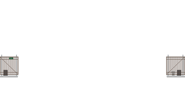 Automated Metal V-Track gate in open position