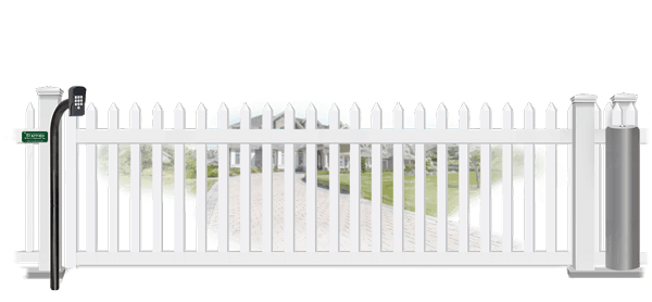 Vinyl sliding estate gate in closed position